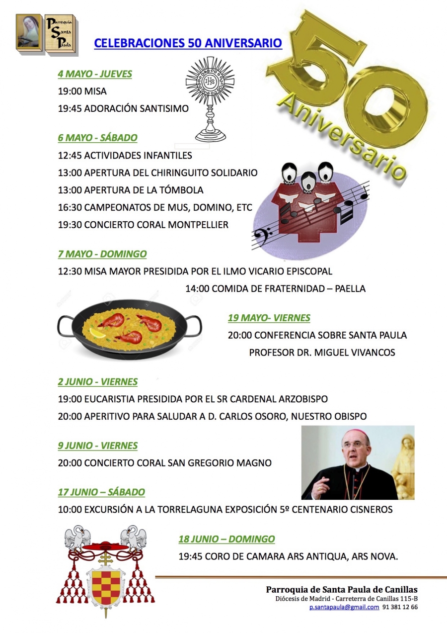 El cardenal Osoro celebra la Eucarist&iacute;a en Santa Paula con motivo de las bodas de oro de la parroquia