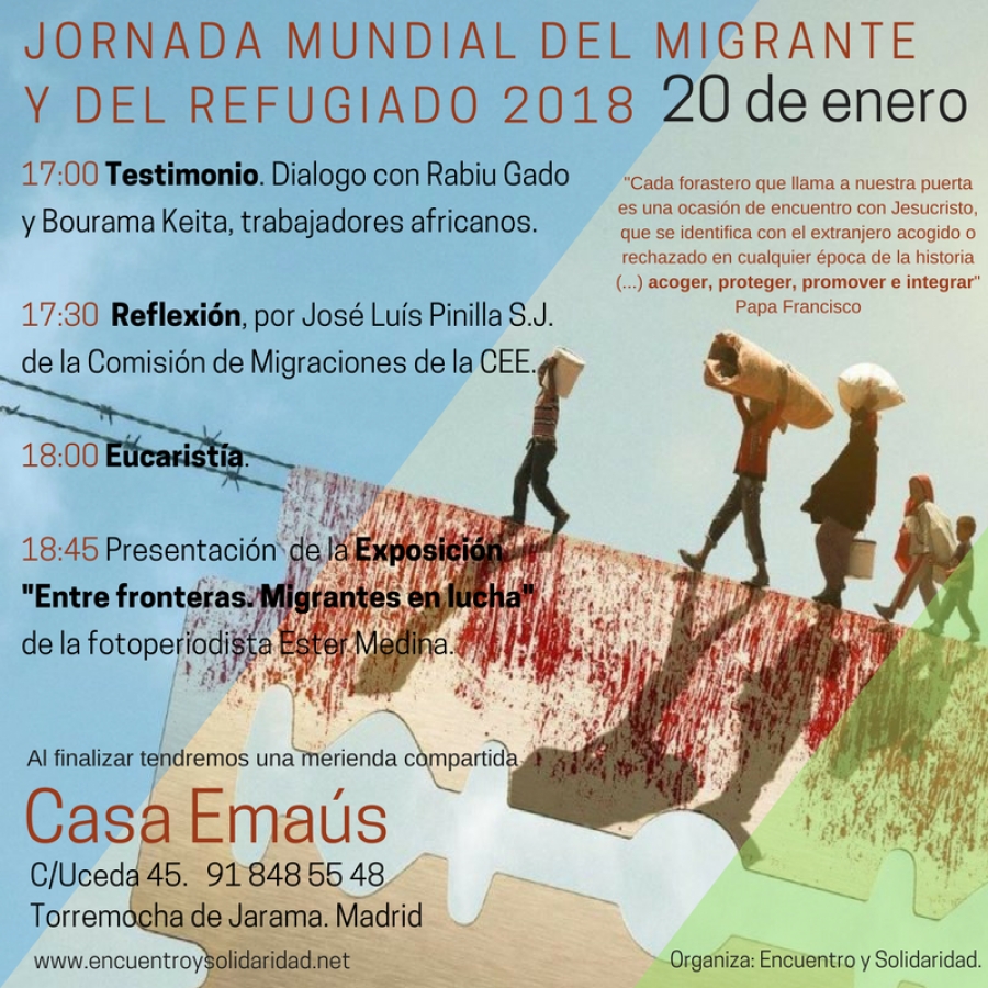 'Encuentro y Solidaridad' organiza una jornada de oraci&oacute;n y reflexi&oacute;n con motivo de la Jornada Mundial del Migrante y del Refugiado