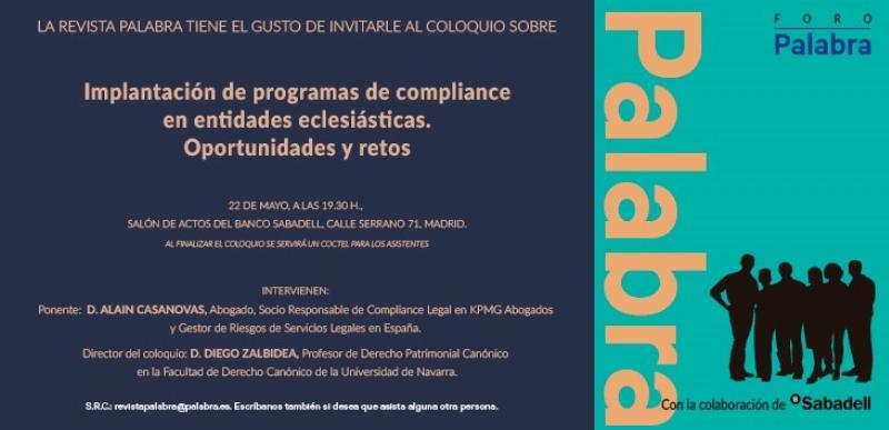 El ForoPalabra organiza un coloquio sobre la implantación de programas de Compliance en entidades eclesiásticas