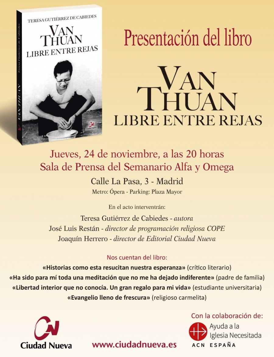 El sal&oacute;n de 'Alfa y Omega' acoge la presentaci&oacute;n de 'Van Thuan. Libre entre rejas'