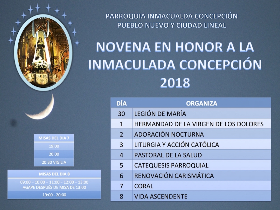 Nuestra Señora de la Concepción de Pueblo Nuevo prepara con una novena la fiesta de su titular