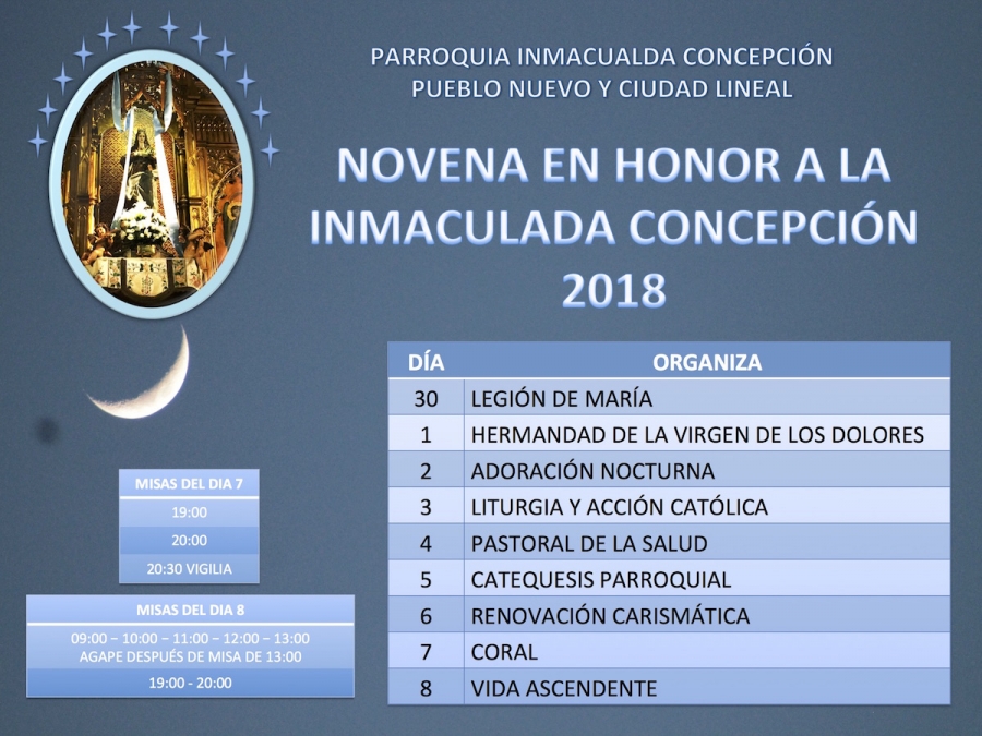 Nuestra Se&ntilde;ora de la Concepci&oacute;n de Pueblo Nuevo prepara con una novena la fiesta de su titular