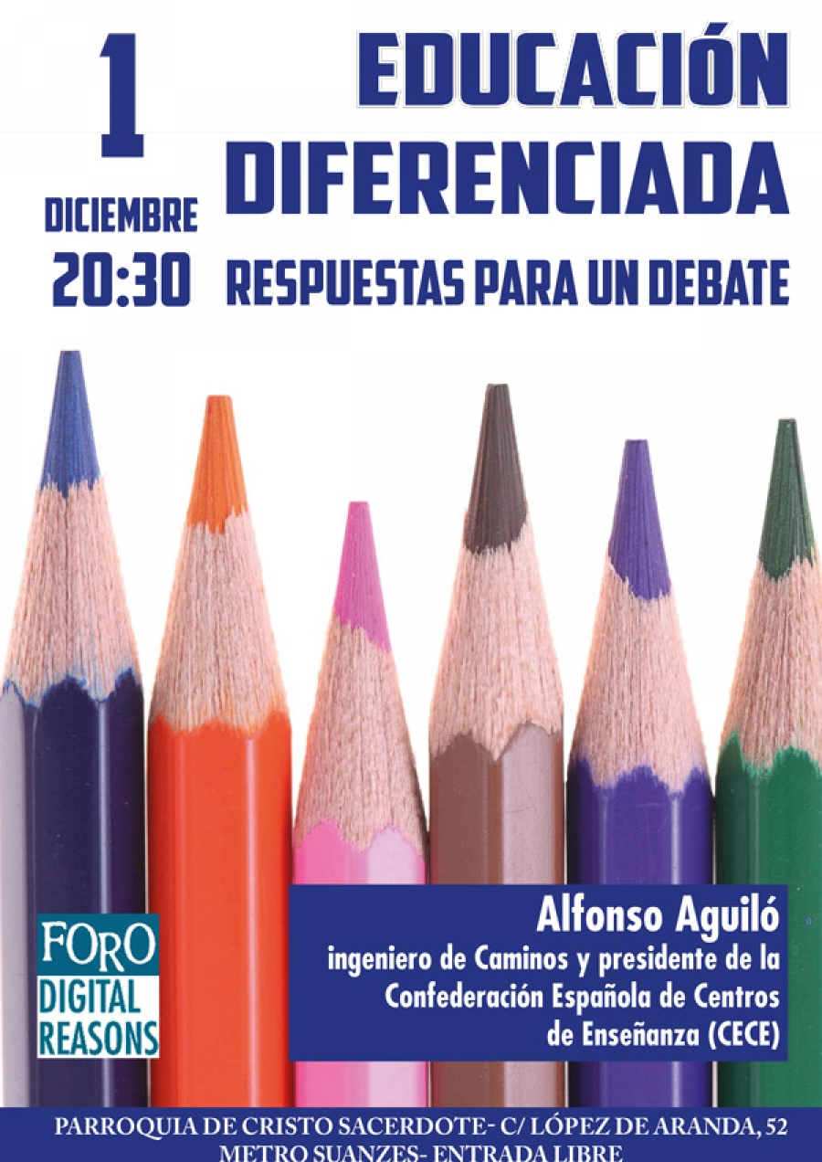 Alfonso Aguil&oacute; habla este viernes en Cristo Sacerdote sobre la educaci&oacute;n diferenciada