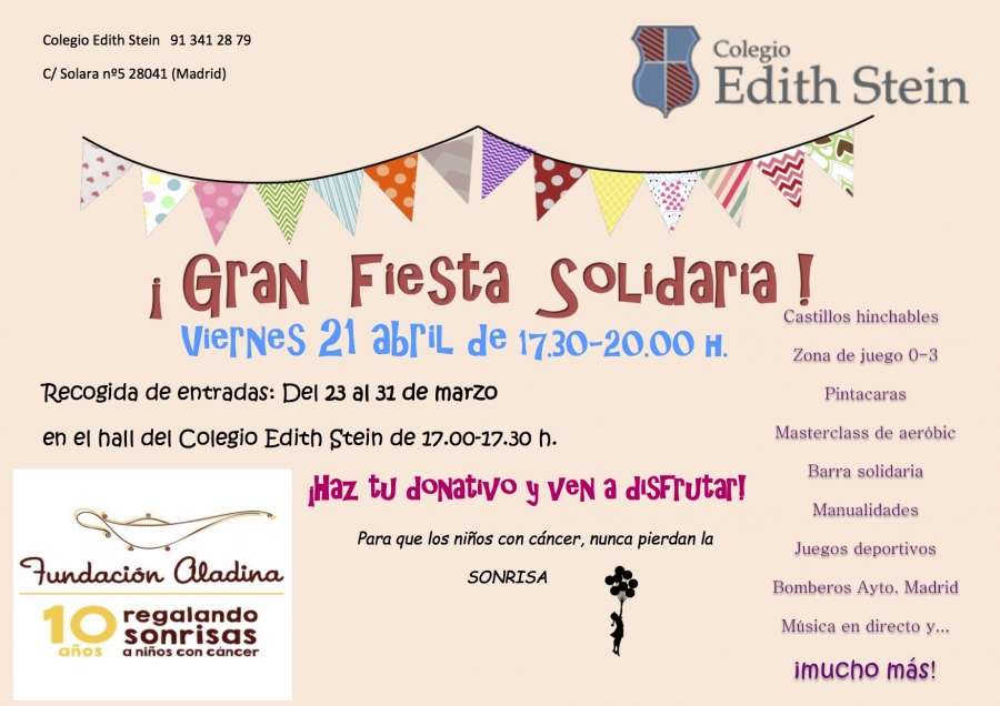El colegio Edith Stein celebra una fiesta solidaria a favor de la Fundaci&oacute;n Aladina