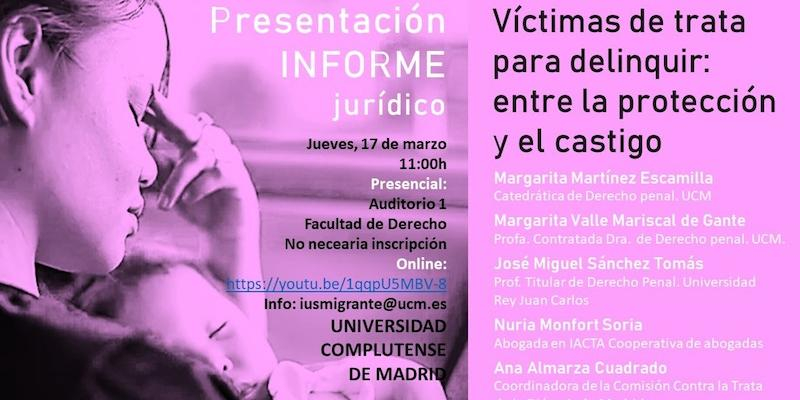 La Facultad de Derecho de la UCM acoge la presentaci&oacute;n del informe 'V&iacute;ctimas de trata para delinquir'