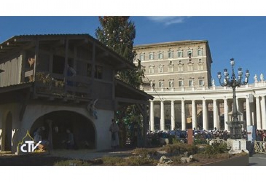El Nacimiento nos dice que el Se&ntilde;or nunca se impone con la fuerza, dice el Papa recibiendo a los donantes del &aacute;rbol y el pesebre de la Plaza de San Pedro