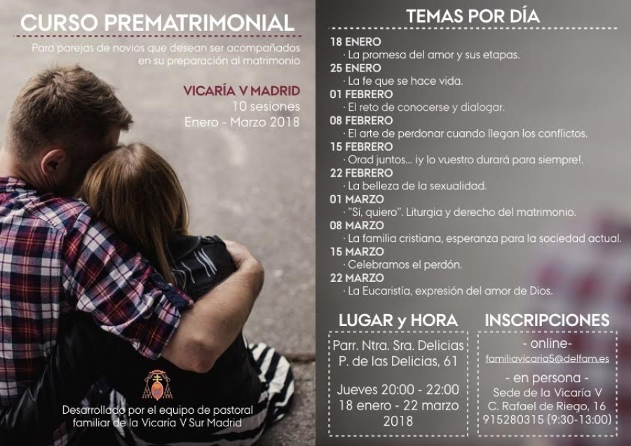 La Vicar&iacute;a V ofrece un curso prematrimonial en Nuestra Se&ntilde;ora de Delicias