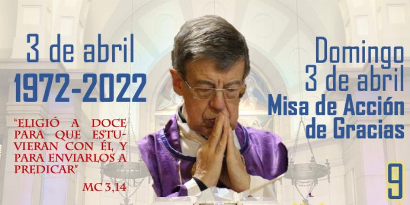 Alfonso Sim&oacute;n celebra sus bodas de oro sacerdotales con una Misa de acci&oacute;n de gracias en Sant&iacute;simo Cristo de la Victoria