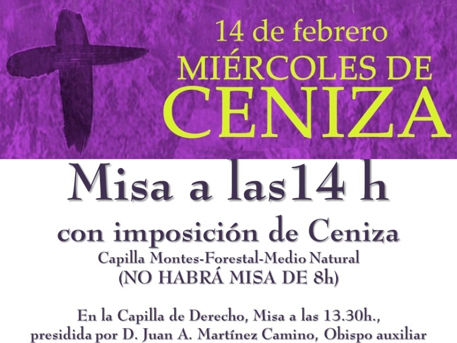 Monse&ntilde;or Mart&iacute;nez Camino impone la ceniza en la capilla de Derecho de la Complutense