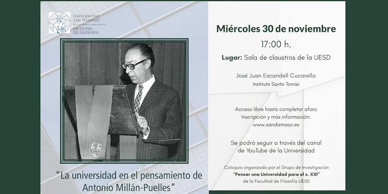 Jos&eacute; Juan Escandell Cucarella reflexiona en la UESD sobre la universidad en el pensamiento de Antonio Mill&aacute;n-Puelles