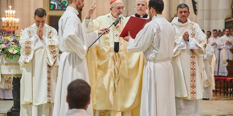 El cardenal Osoro preside en la catedral de la Almudena la ceremonia de ordenación de trece nuevos presbíteros