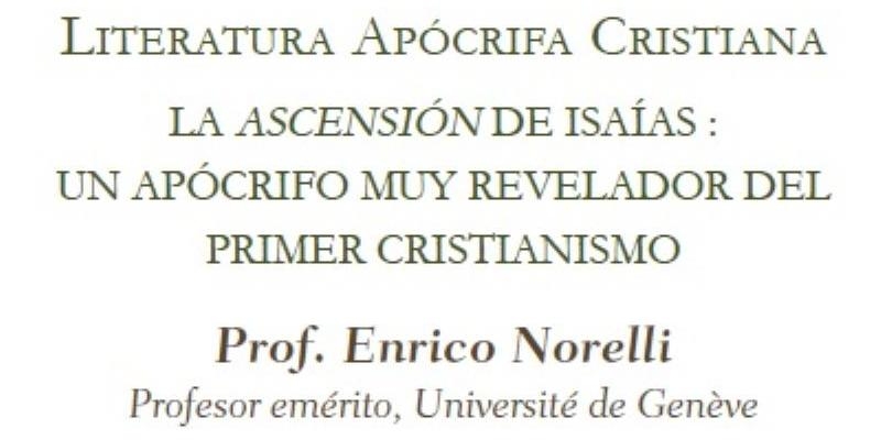 Enrico Norelli imparte en San D&aacute;maso el curso 'Literatura Ap&oacute;crifa Cristiana' 2019